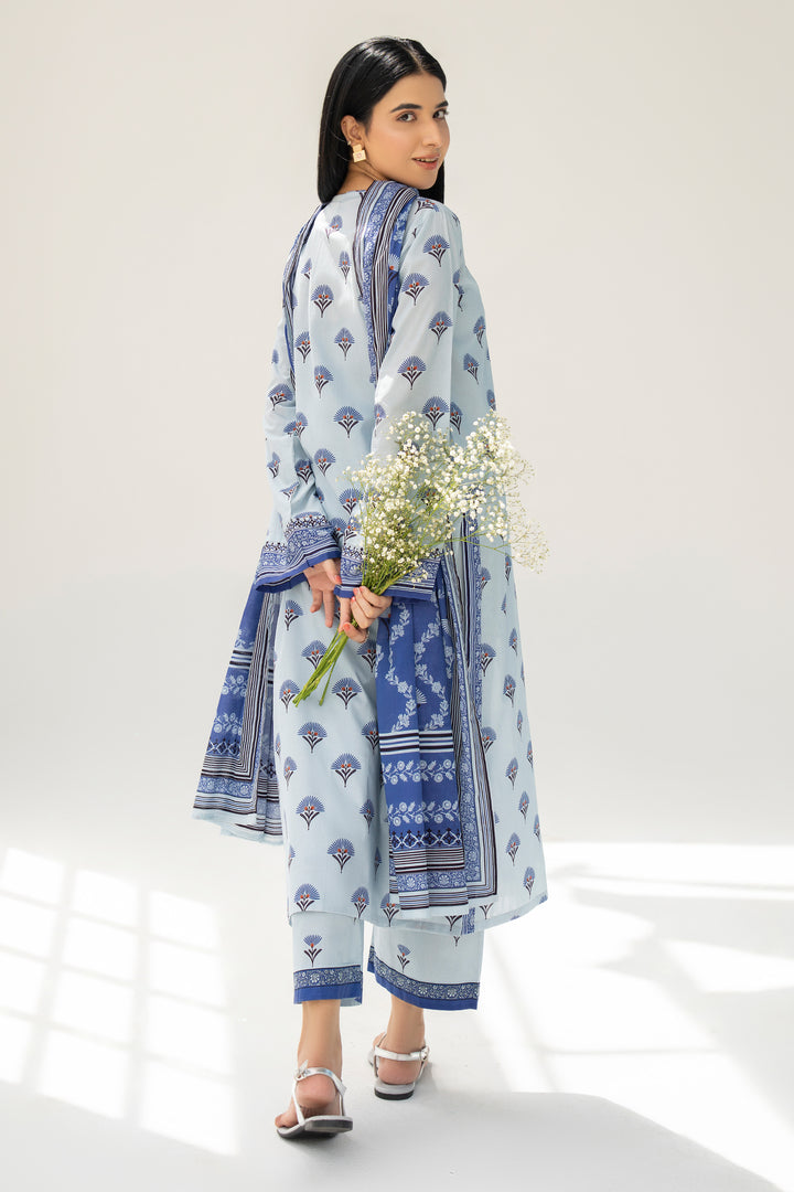 Sky Blue Digital Print Lawn 3PC Suit