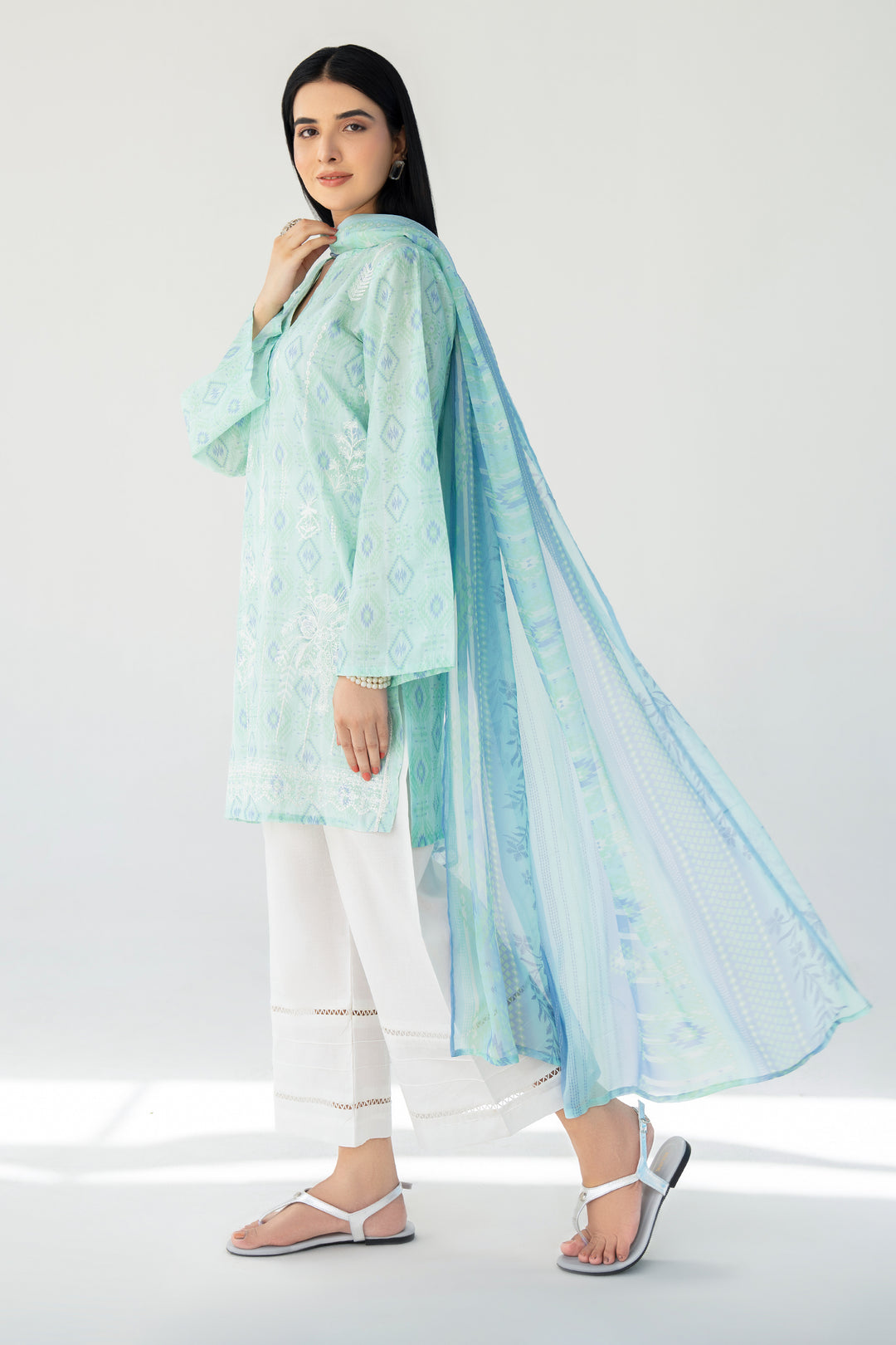 Aqua Chikankari Suit 3PC Suit