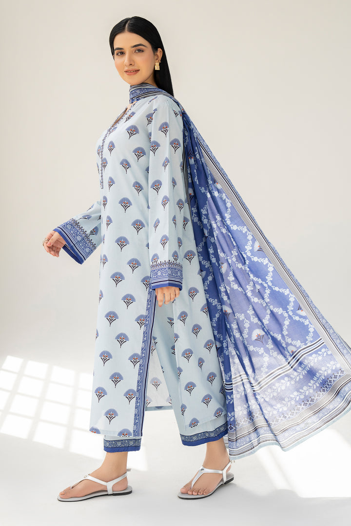 Sky Blue Digital Print Lawn 3PC Suit