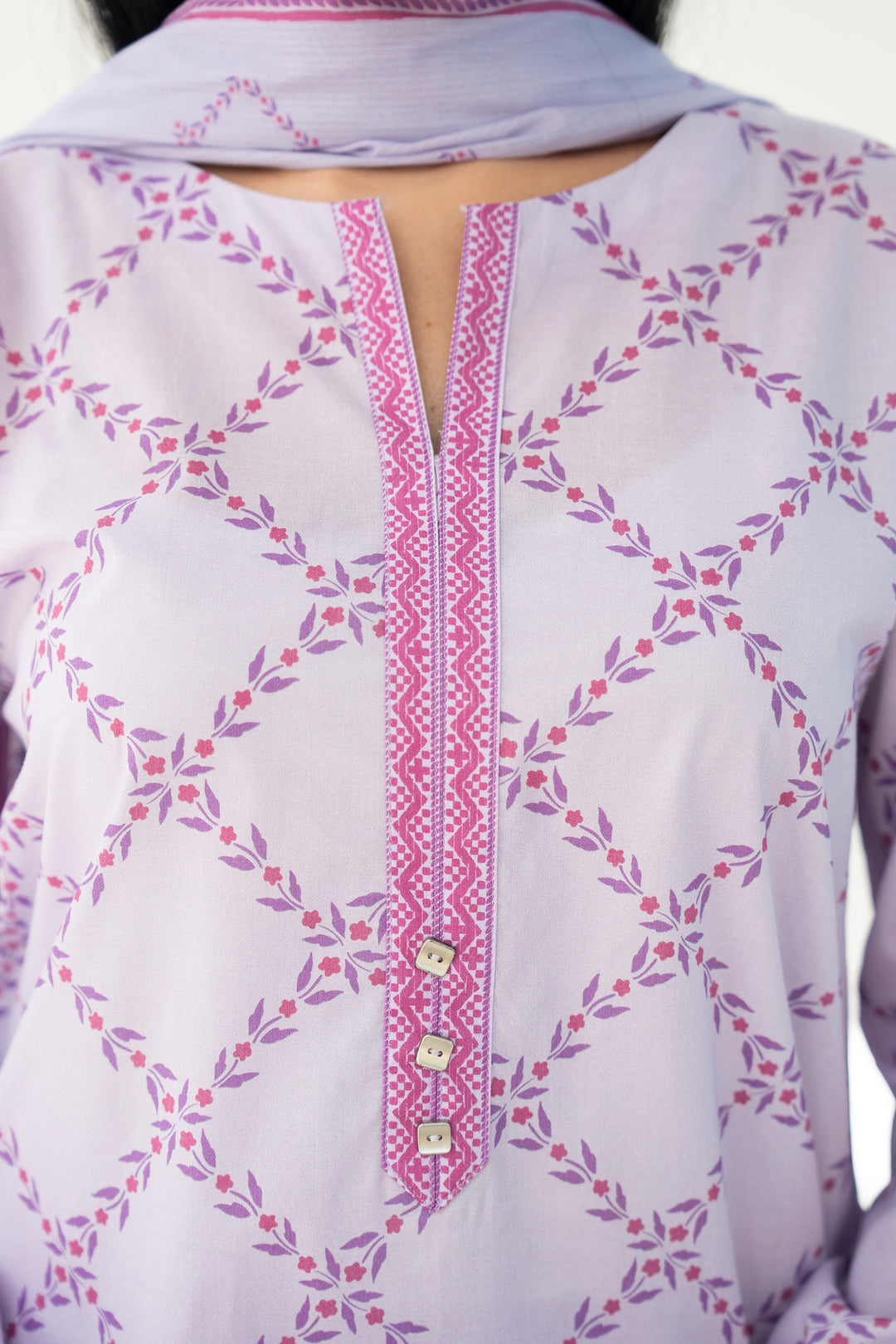 Light Purple Digital Print Lawn 3PC Suit