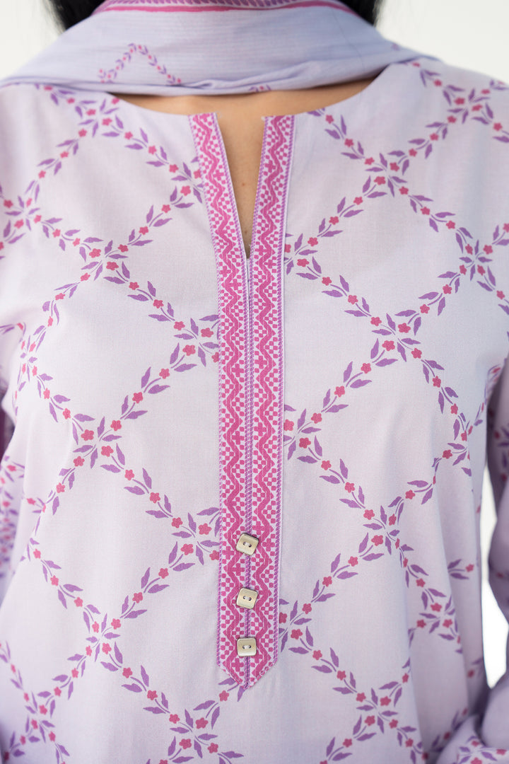 Light Purple Digital Print Lawn 3PC Suit