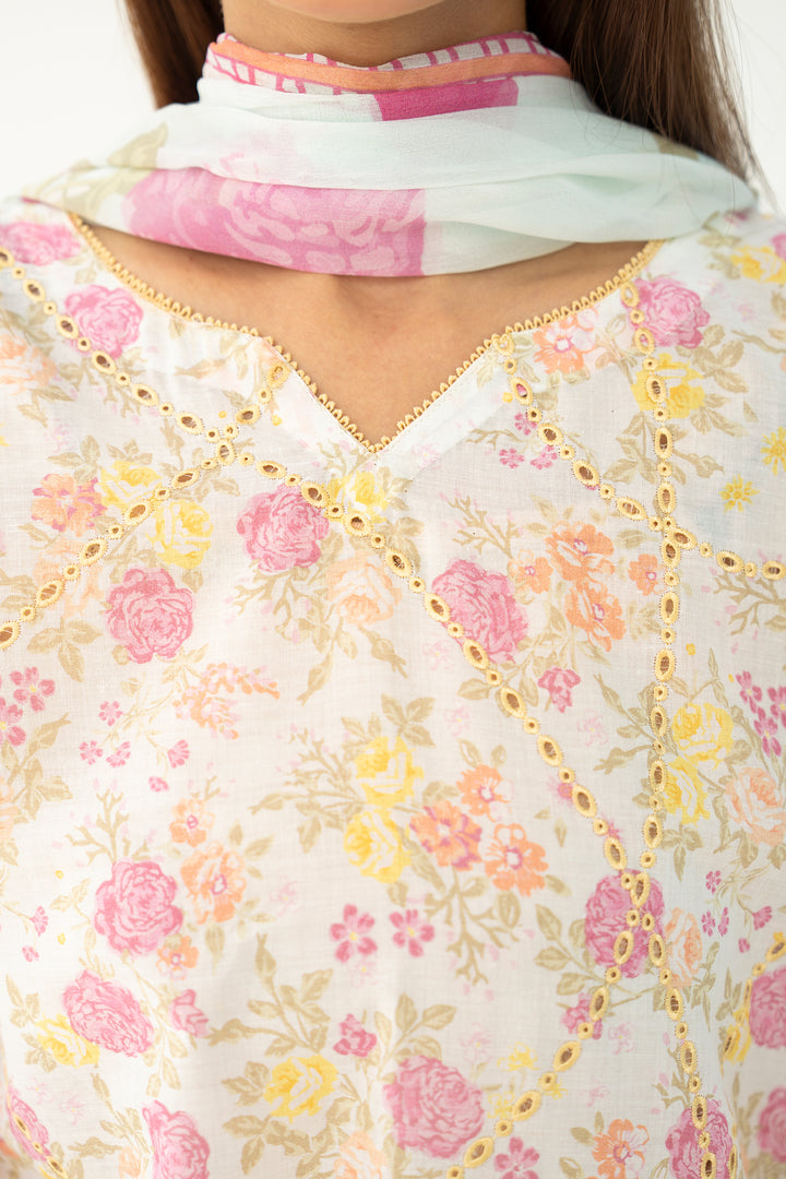 Skin Lawn Chikankari Suit 3PC Suit