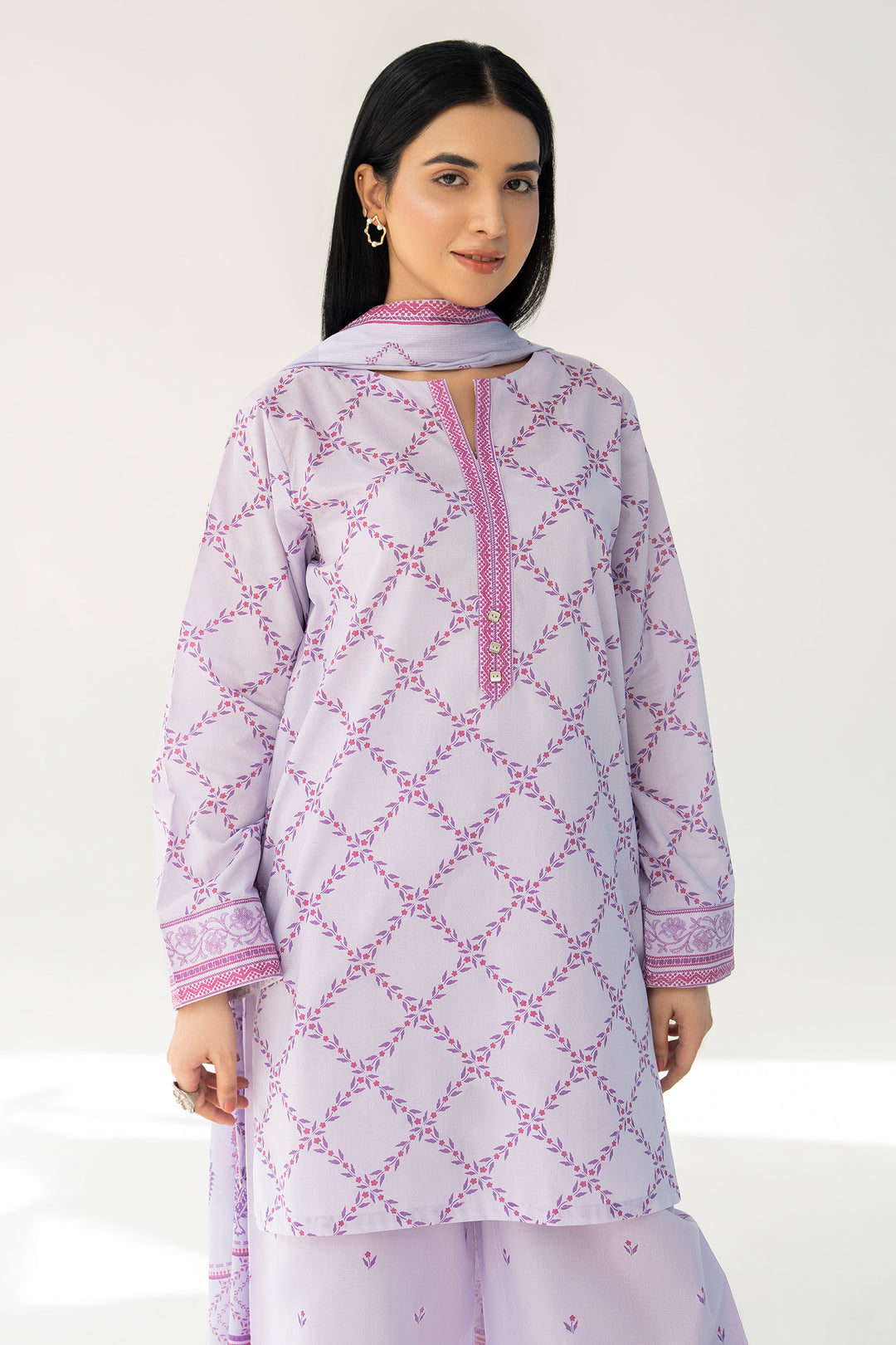 Light Purple Digital Print Lawn 3PC Suit