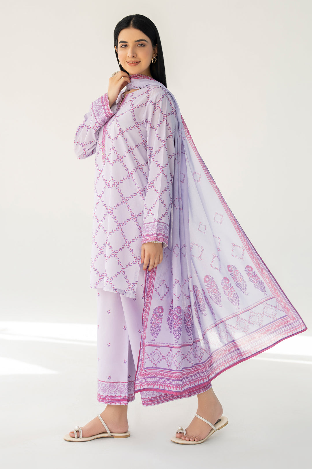 Light Purple Digital Print Lawn 3PC Suit
