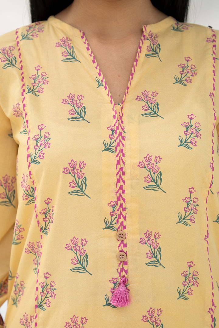 Yellow Digital Print Lawn 3PC Suit