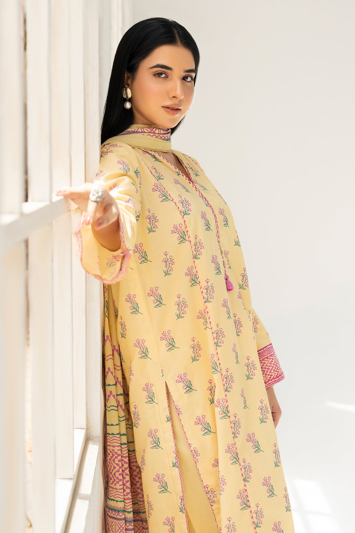 Yellow Digital Print Lawn 3PC Suit