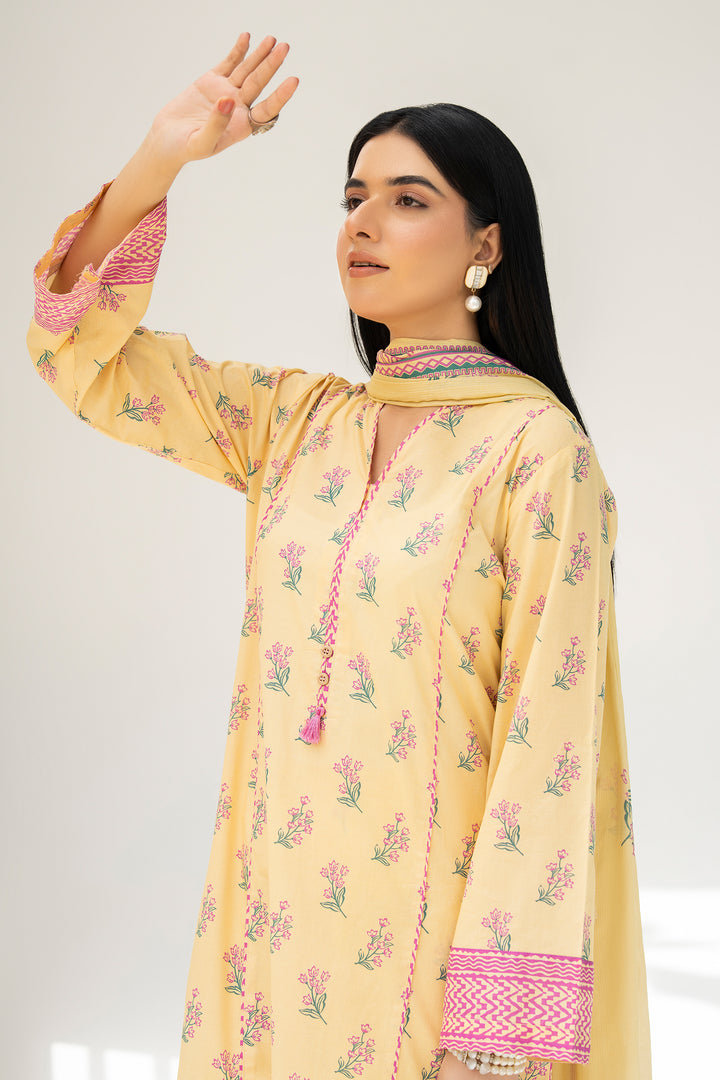Yellow Digital Print Lawn 3PC Suit