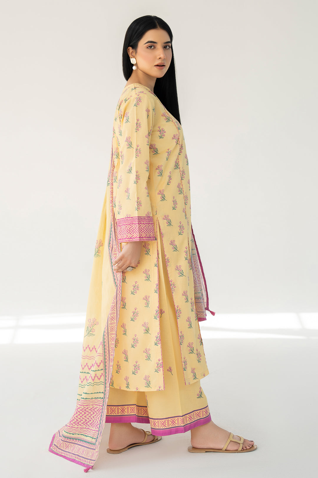 Yellow Digital Print Lawn 3PC Suit