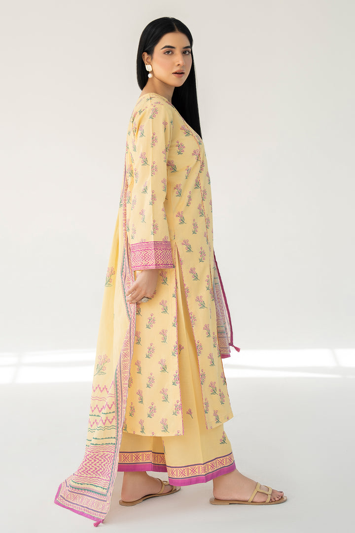 Yellow Digital Print Lawn 3PC Suit