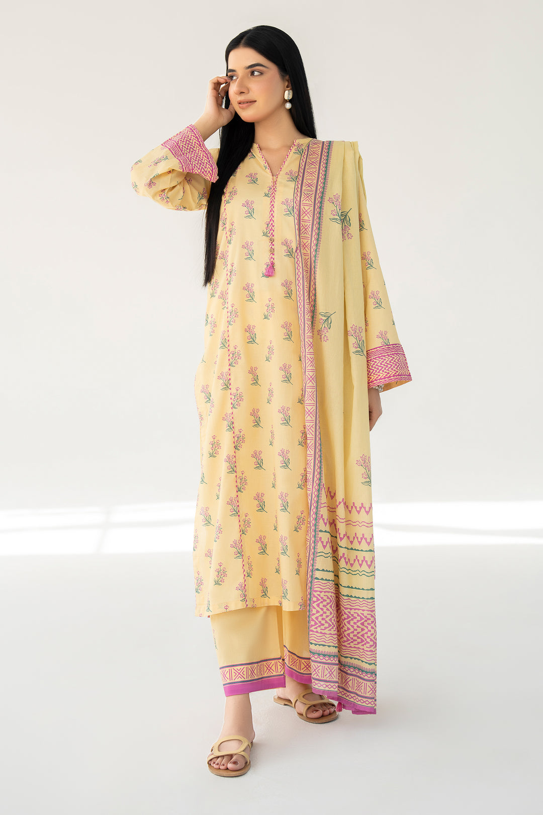 Yellow Digital Print Lawn 3PC Suit