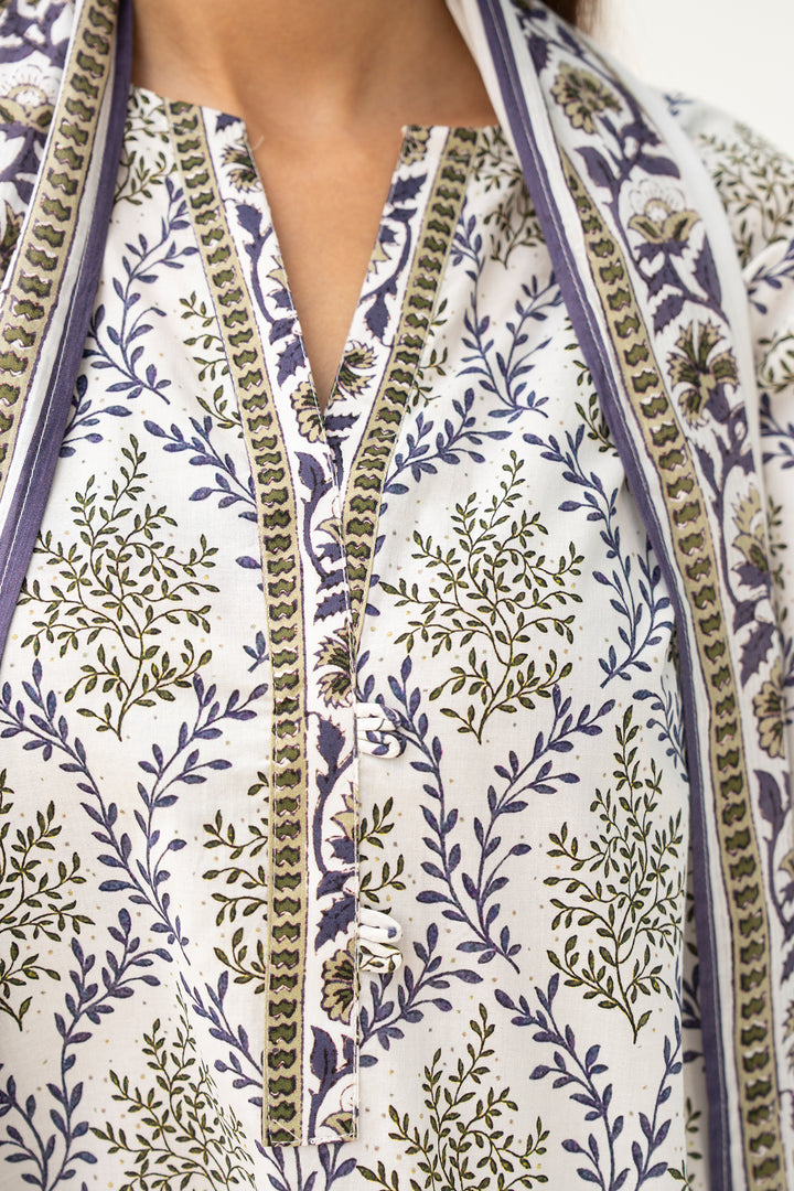 White Digital Print Lawn 3PC Suit