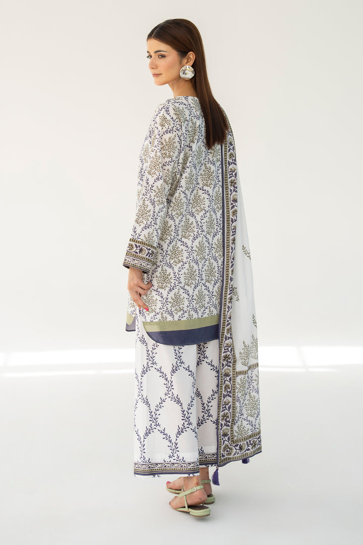 White Digital Print Lawn 3PC Suit