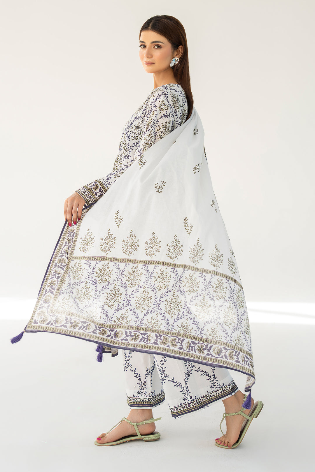 White Digital Print Lawn 3PC Suit