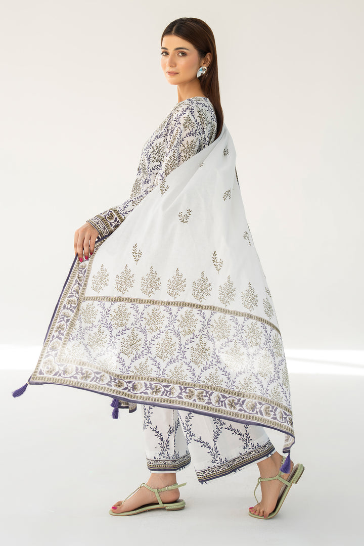 White Digital Print Lawn 3PC Suit