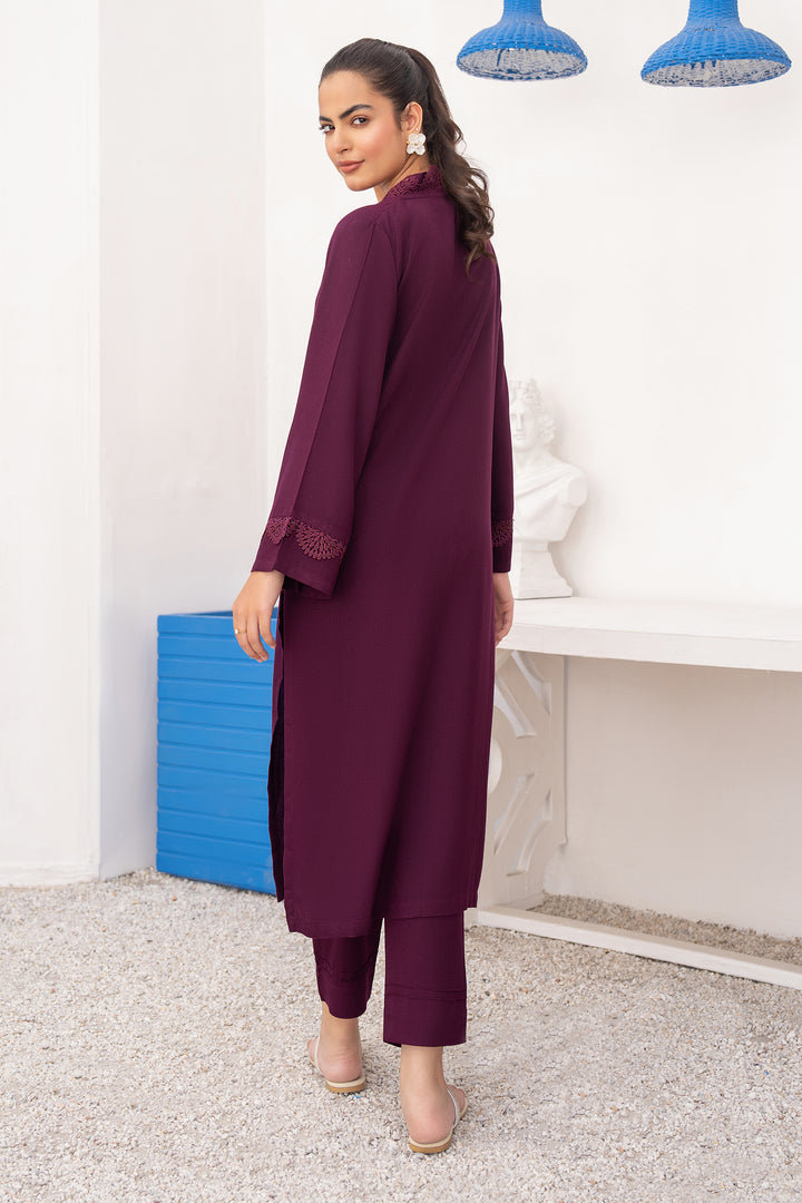 Plum Solid Karandi 2 Pc Suit