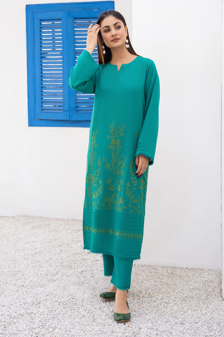 Sea Green Embroidary Karandi 2 Pc Suit