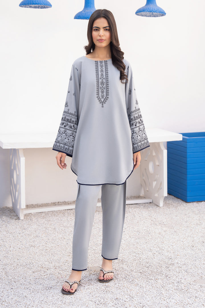 Steel Grey Embroidary Karandi 2 Pc Suit