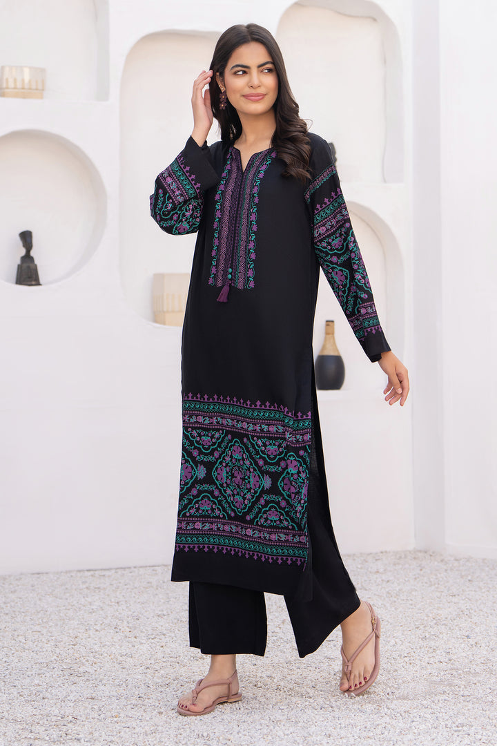 Black Hand Print Karandi 2 Pc Suit